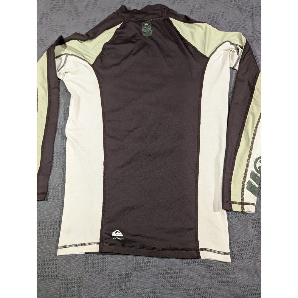 Quiksilver UVtech Rash Guard Mens Medium Brown Cream Long Sleeve Swim Shirt - Picture 5 of 10